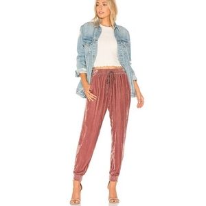 Young Fabulous & Broke Cherrywood Velvet Ollie Joggers NWT Size Small